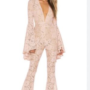 Michael Costello Blush Lace Jumpsuit